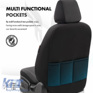 Seat Covers Otom Toro Design Universal Cotton / Artificial Leather Front / Rear Set 11 Pieces Black / Gray ΤRΟ-902