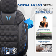 Seat Covers Otom Toro Design Universal Cotton / Artificial Leather Front / Rear Set 11 Pieces Black / Blue ΤRΟ-903