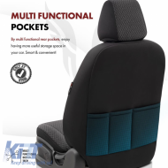 Seat Covers Otom Toro Design Universal Cotton / Artificial Leather Front / Rear Set 11 Pieces Black / Red ΤRΟ-901-image-6316703