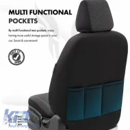Seat Covers Otom Toro Design Universal Cotton / Artificial Leather Front / Rear Set 11 Pieces Black / Gray ΤRΟ-902-image-6317505