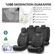 Seat Covers Otom Toro Design Universal Cotton / Artificial Leather Front / Rear Set 11 Pieces Black / Gray ΤRΟ-902-image-6317507