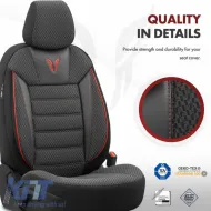 Seat Covers Otom Toro Design Universal Cotton / Artificial Leather Front / Rear Set 11 Pieces Black / Red ΤRΟ-901-image-6317535