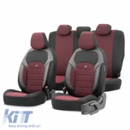 image-77-Seat Covers Otom Toro Design Universal Jacquard/ Leather Front / Rear Set 11 Pieces Red / Black ΝΟV-3303