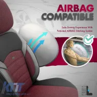 Seat Covers Otom Toro Design Universal Jacquard/ Leather Front / Rear Set 11 Pieces Red / Black ΝΟV-3303-image-6316722