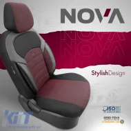 Seat Covers Otom Toro Design Universal Jacquard/ Leather Front / Rear Set 11 Pieces Red / Black ΝΟV-3303-image-6317541