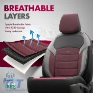 Seat Covers Otom Toro Design Universal Jacquard/ Leather Front / Rear Set 11 Pieces Red / Black ΝΟV-3303-image-6317542