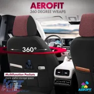 Seat Covers Otom Toro Design Universal Jacquard/ Leather Front / Rear Set 11 Pieces Red / Black ΝΟV-3303-image-6317544