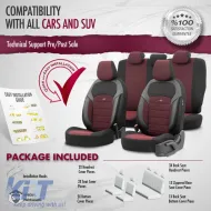 Seat Covers Otom Toro Design Universal Jacquard/ Leather Front / Rear Set 11 Pieces Red / Black ΝΟV-3303-image-6317545