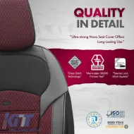 Seat Covers Otom Toro Design Universal Jacquard/ Leather Front / Rear Set 11 Pieces Red / Black ΝΟV-3303-image-6317547