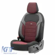 Seat Covers Otom Toro Design Universal Jacquard/ Leather Front / Rear Set 11 Pieces Red / Black ΝΟV-3303-image-6317548