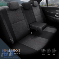 Seat Covers Otom Voyager Universal Linen / Rachel / Artificial Leather Front / Rear Set 13 Pieces Black / Red VYG-104