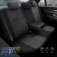 Seat Covers Otom Voyager Universal Linen / Rachel / Artificial Leather Front / Rear Set 13 Pieces Black / Red VYG-104-image-6309922