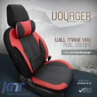 Seat Covers Otom Voyager Universal Linen / Rachel / Artificial Leather Front / Rear Set 13 Pieces Black / Red VYG-104-image-6309924