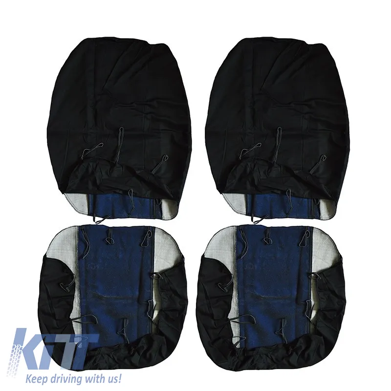 Seat Covers Smart Style Black-Blue Set Front-Rear 8 Pieces