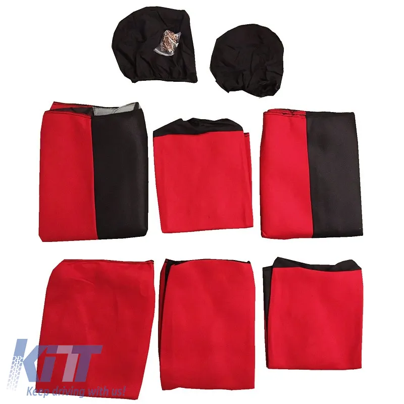 Seat Covers Smart Style Black-Red Set Front-Rear 8 Pieces