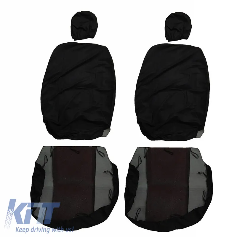 Seat Covers Smart Style Black-Red Set Front-Rear 8 Pieces