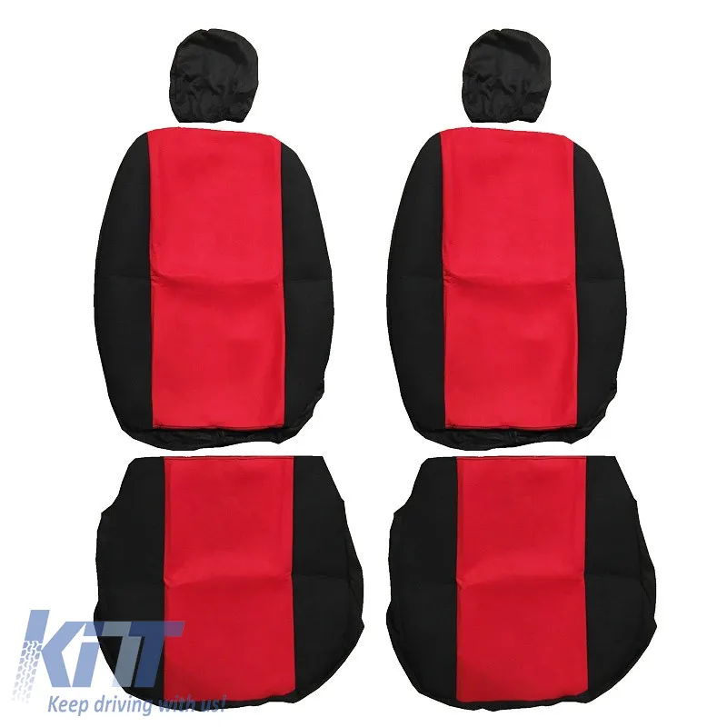 Seat Covers Smart Style Black-Red Set Front-Rear 8 Pieces