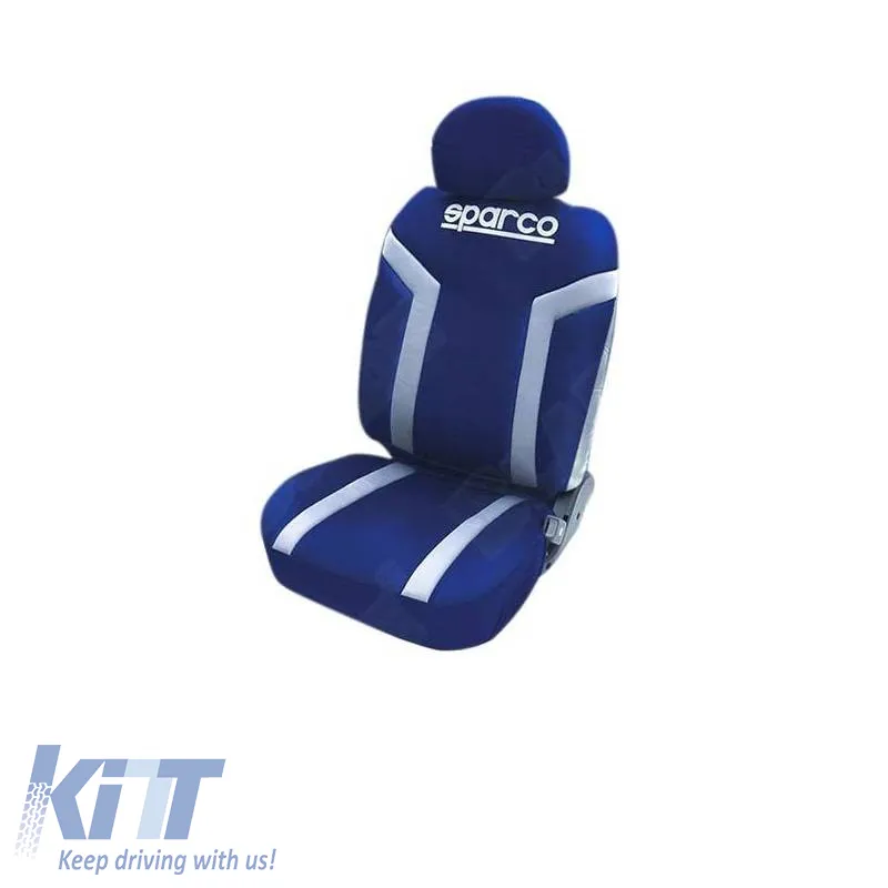 Seat Covers "Sparco Linea S" Universal Fabric Front / Rear Set 11 Pieces Blue / White