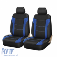 Seat Covers Sport All In One Black-Blue Pair 4 Pieces