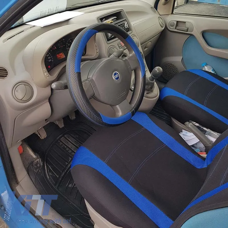 Seat Covers Sport All In One Black-Blue Pair 4 Pieces
