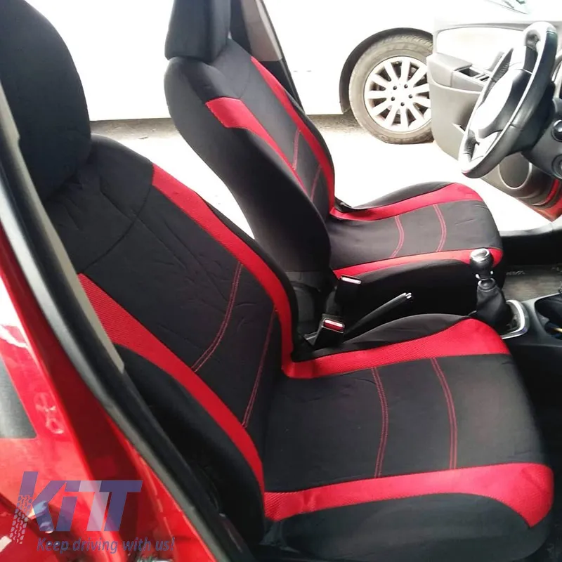 Seat Covers Sport All In One Black-Red Pair 4 Pieces
