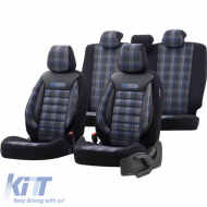 Seat Covers suitable for Otom GTI Sports Design Universal Jacquard / Lacost / Artificial Leather Front / Rear Set 11 Pieces Black - Blue GTI-803