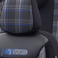 Seat Covers suitable for Otom GTI Sports Design Universal Jacquard / Lacost / Artificial Leather Front / Rear Set 11 Pieces Black - Blue GTI-803