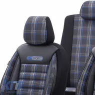 Seat Covers suitable for Otom GTI Sports Design Universal Jacquard / Lacost / Artificial Leather Front / Rear Set 11 Pieces Black - Blue GTI-803-image-6305360