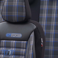 Seat Covers suitable for Otom GTI Sports Design Universal Jacquard / Lacost / Artificial Leather Front / Rear Set 11 Pieces Black - Blue GTI-803