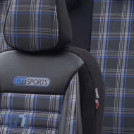 Seat Covers suitable for Otom GTI Sports Design Universal Jacquard / Lacost / Artificial Leather Front / Rear Set 11 Pieces Black - Blue GTI-803-image-6305362