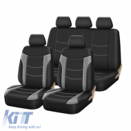 Seat Covers Super Sport All In One Black-Grey Set Front-Rear 11 Pieces