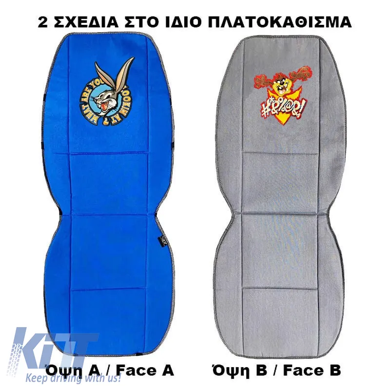 Seat Cushions Double Face Canvas Warner Bros Looney Tunes Blue Bugs Bunny / Grey Taz 2 Pcs