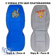 Seat Cushions Double Face Canvas Warner Bros Looney Tunes Blue Bugs Bunny / Grey Taz 2 Pcs-image-6302487