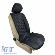 Seat első ülésvédő párna PU Royal fekete kék varrással 2 darab-image-6292589