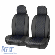 Seat Front Cushions PU Elegance Black With Blue Seam 2 Pieces