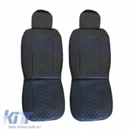Seat Front Cushions PU Elegance Black With Blue Seam 2 Pieces-image-6303903