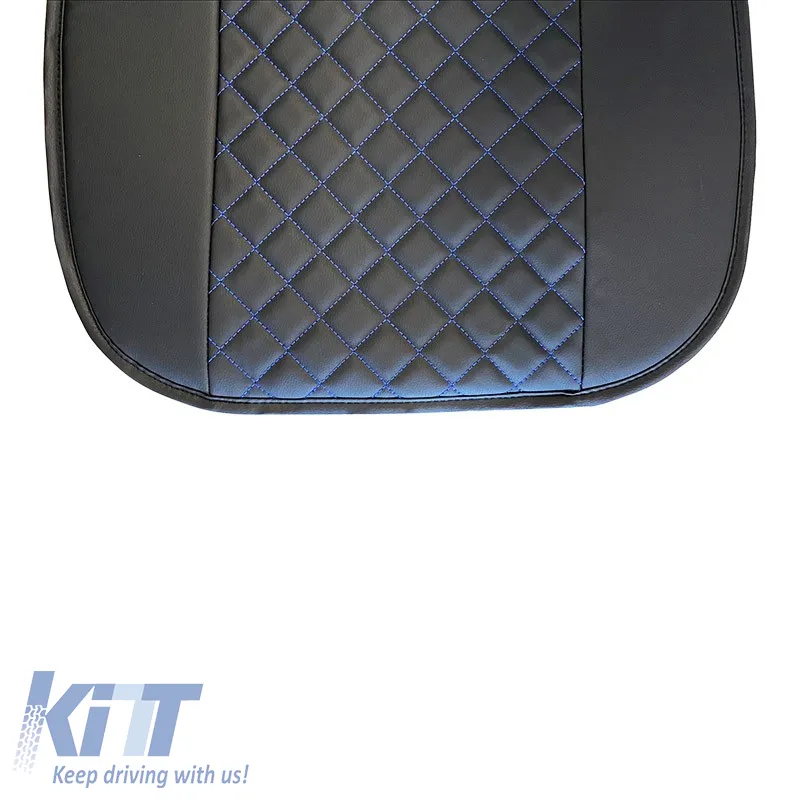 Seat Front Cushions PU Elegance Black With Blue Seam 2 Pieces