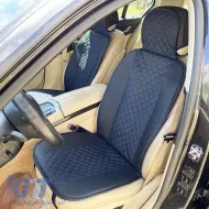 Seat Front Cushions PU Elegance Black With Blue Seam 2 Pieces-image-6303908
