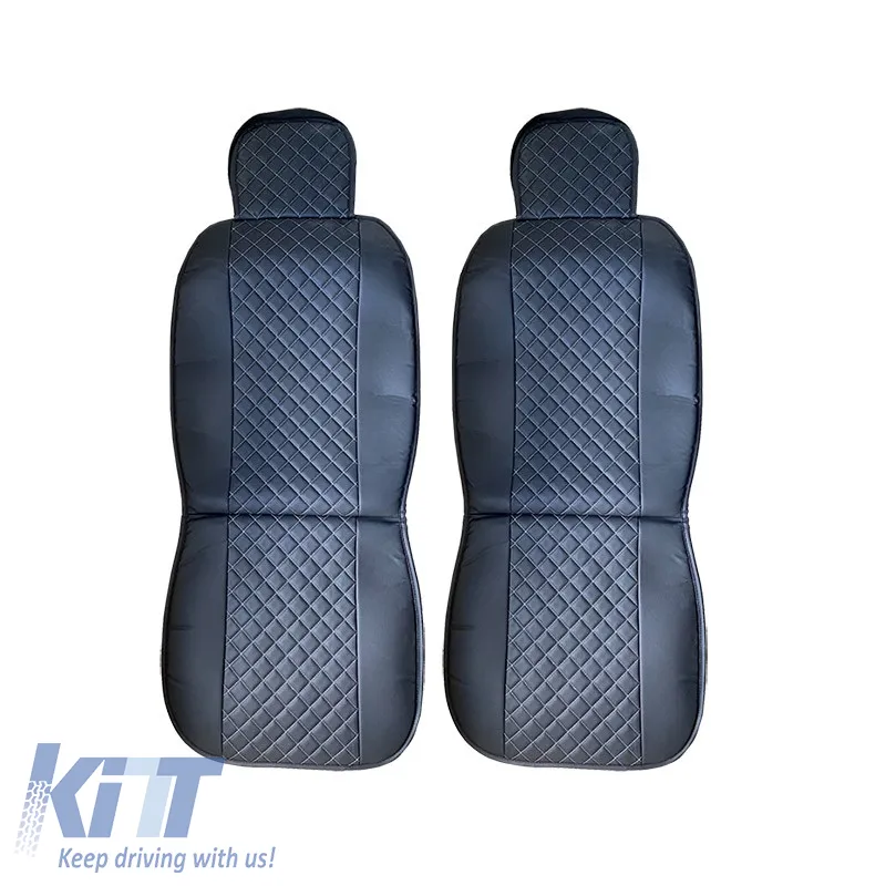 Seat Front Cushions PU Elegance Black With Gray Seam 2 Pieces