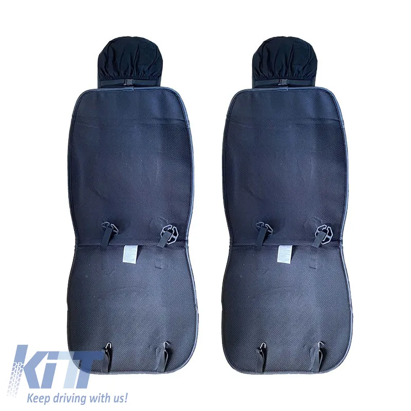 Seat Front Cushions PU Elegance Black With Gray Seam 2 Pieces