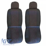 Seat Front Cushions PU Elegance Black With Red Seam 2 Pieces-image-6303896