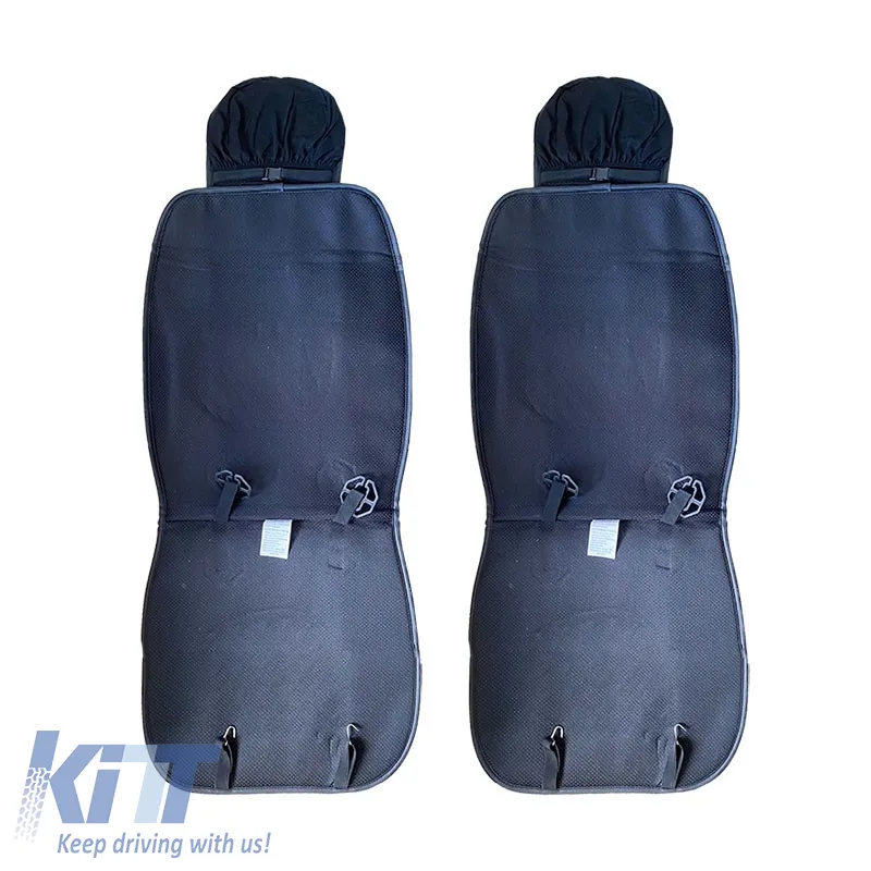 Seat Front Cushions PU Elegance Black With Red Seam 2 Pieces
