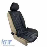 Seat Front Cushions PU Royal Black With Blue Seam 2 Pieces-image-6292589