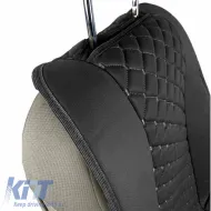 Seat Front Cushions PU Royal Black With Blue Seam 2 Pieces-image-6292590