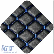 Seat Front Cushions PU Royal Black With Blue Seam 2 Pieces-image-6292592
