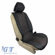 Seat Front Cushions PU Royal Black With Red Seam 2 Pieces-image-6292583