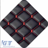 Seat Front Cushions PU Royal Black With Red Seam 2 Pieces-image-6292586