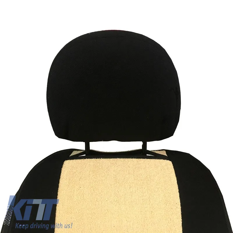 Seat Front Cushions Towel Super Fresh Black-Beige 2 Pieces