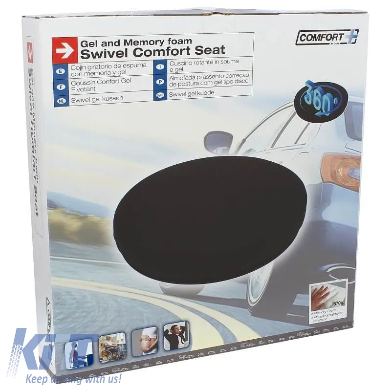 Seat Support Anatomic / Orthopedic Cushion Memory Foam & Gel Rotating RK19009 40x6cm Black 1 pc