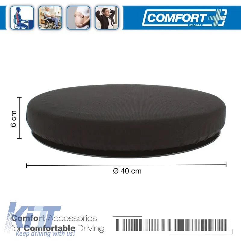 Seat Support Anatomic / Orthopedic Cushion Memory Foam & Gel Rotating RK19009 40x6cm Black 1 pc